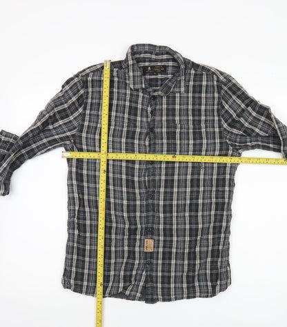 Label Lab Men’s Black Plaid Cotton Long Sleeve Button-Up Shirt M