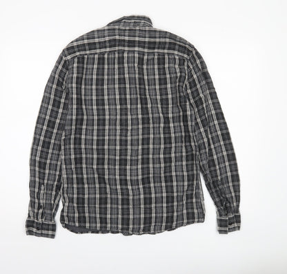 Label Lab Men’s Black Plaid Cotton Long Sleeve Button-Up Shirt M