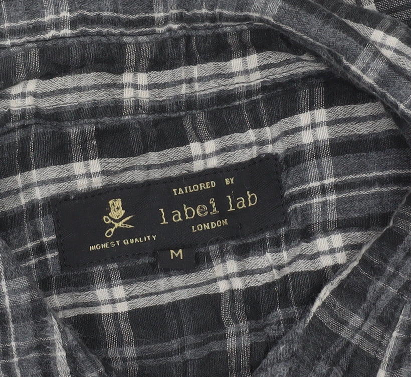 Label Lab Men’s Black Plaid Cotton Long Sleeve Button-Up Shirt M