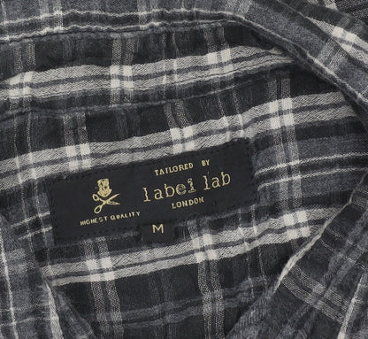 Label Lab Men’s Black Plaid Cotton Long Sleeve Button-Up Shirt M
