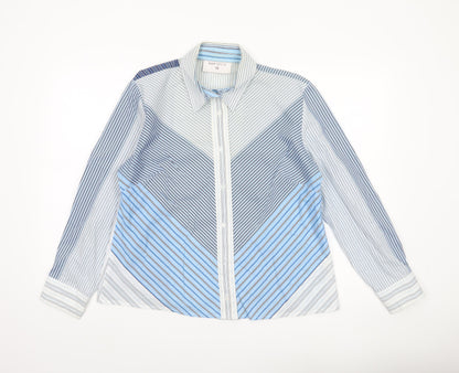 Bonmarché Women’s Blue Striped Button-Up Shirt Size 18 Long Sleeve