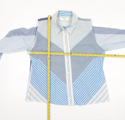Bonmarché Women’s Blue Striped Button-Up Shirt Size 18 Long Sleeve
