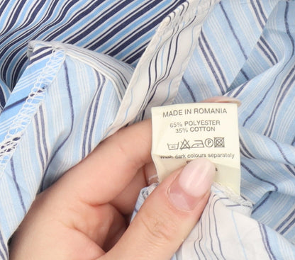 Bonmarché Women’s Blue Striped Button-Up Shirt Size 18 Long Sleeve