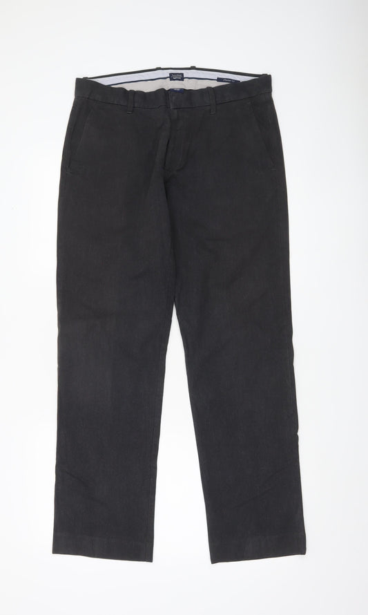 Gap Mens Black Slim Fit Chino Trousers 32x32 Tailored Cotton