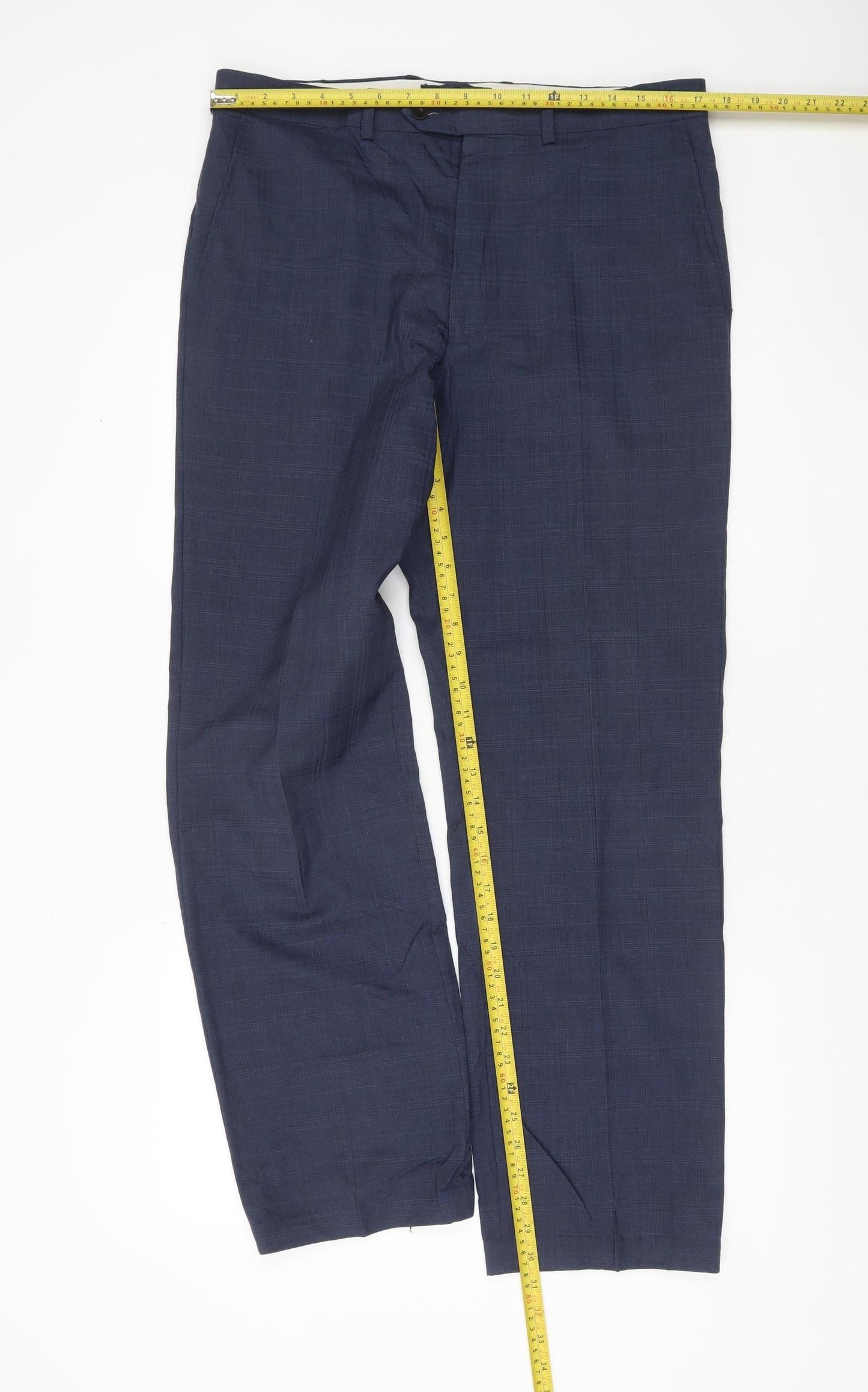 Marks and Spencer Men's Blue Wool Dress Trousers Size 34W 33L