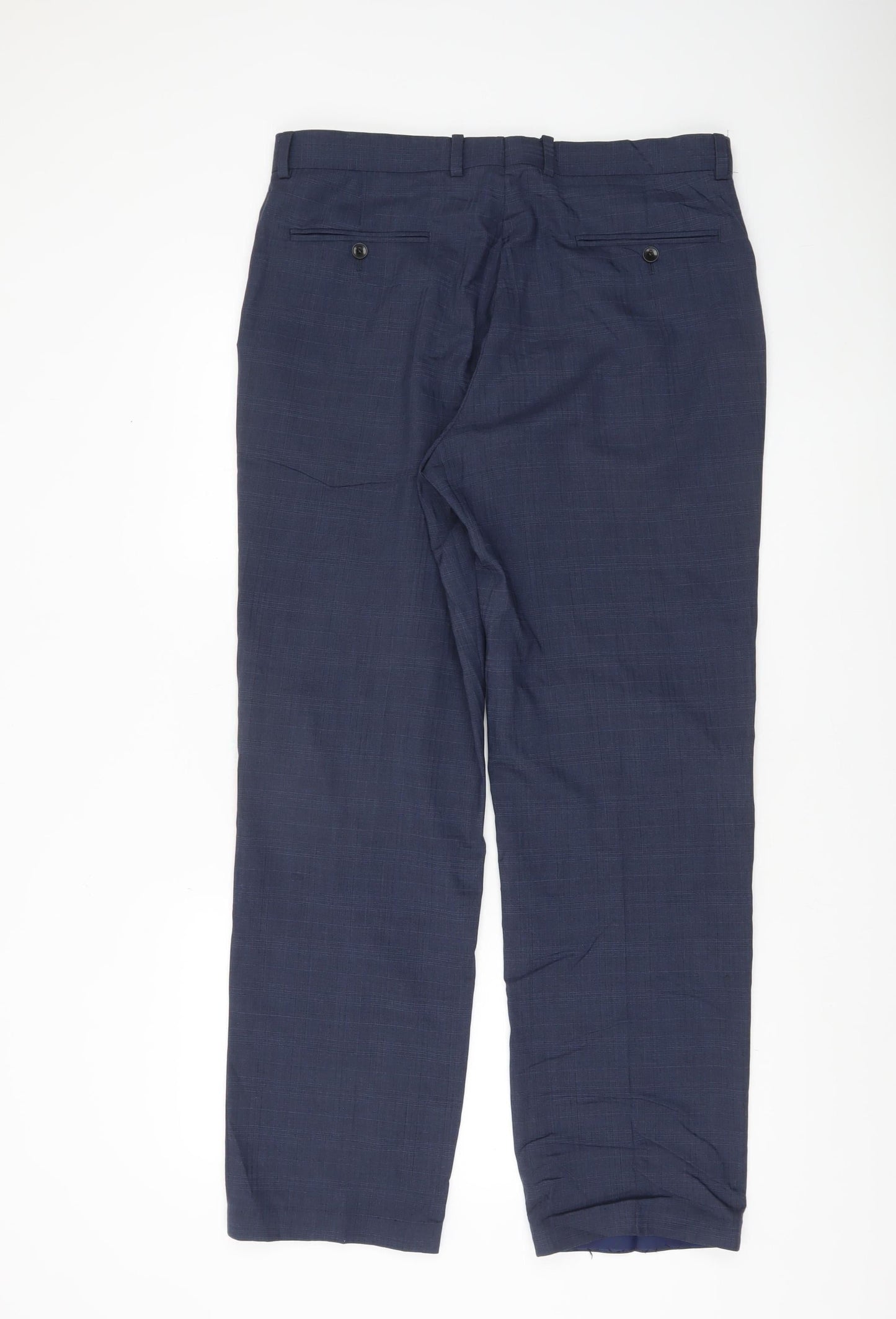 Marks and Spencer Men's Blue Wool Dress Trousers Size 34W 33L