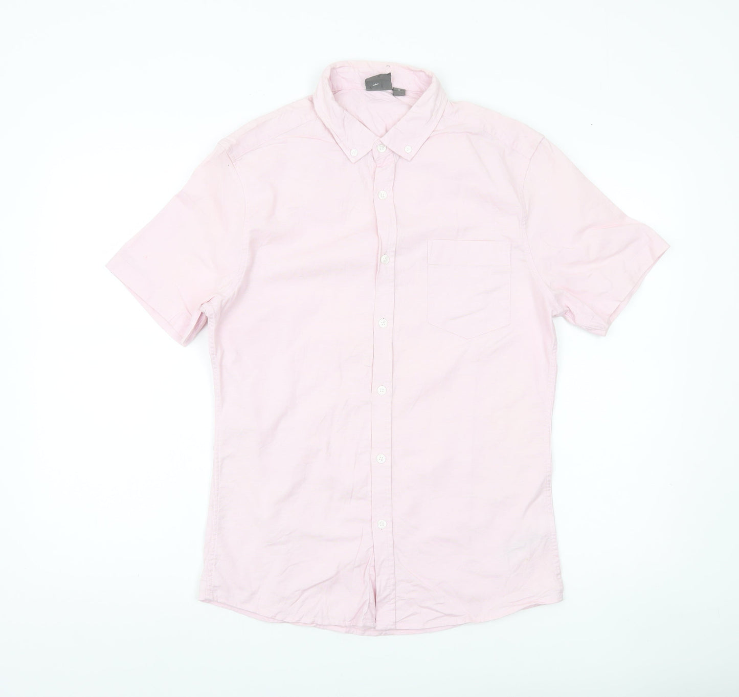 ASOS Men Pink Slim Fit Short Sleeve Button-Down Shirt Medium 38-40"