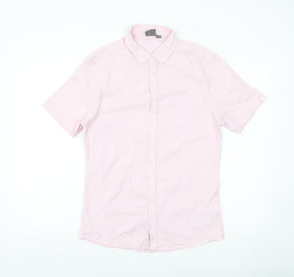ASOS Men Pink Slim Fit Short Sleeve Button-Down Shirt Medium 38-40"