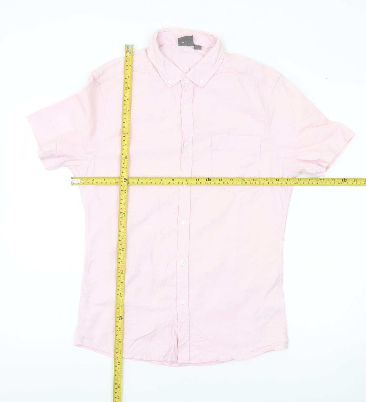 ASOS Men Pink Slim Fit Short Sleeve Button-Down Shirt Medium 38-40"