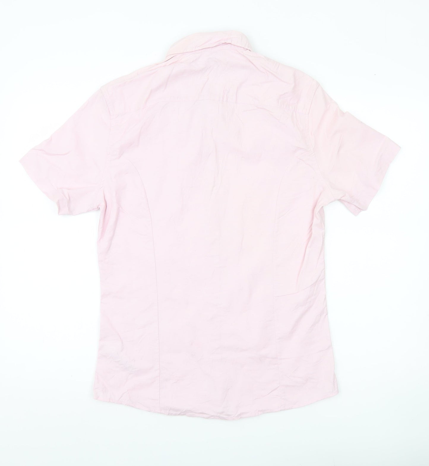 ASOS Men Pink Slim Fit Short Sleeve Button-Down Shirt Medium 38-40"