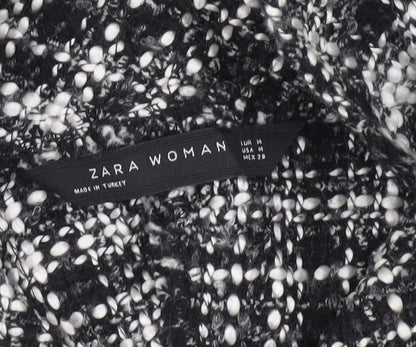Zara Women Black Check Cropped Tweed Blouse Size M