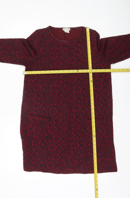 Cooperative Women’s Red Floral Shift Dress M Knee Length Cotton