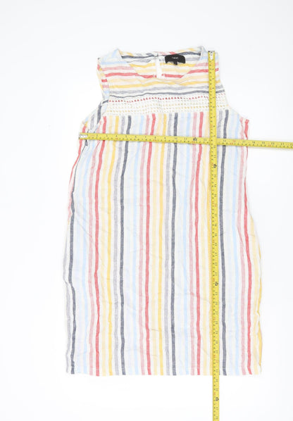 Next Women’s Multicoloured Striped Shift Dress Size 12 Sleeveless Cotton
