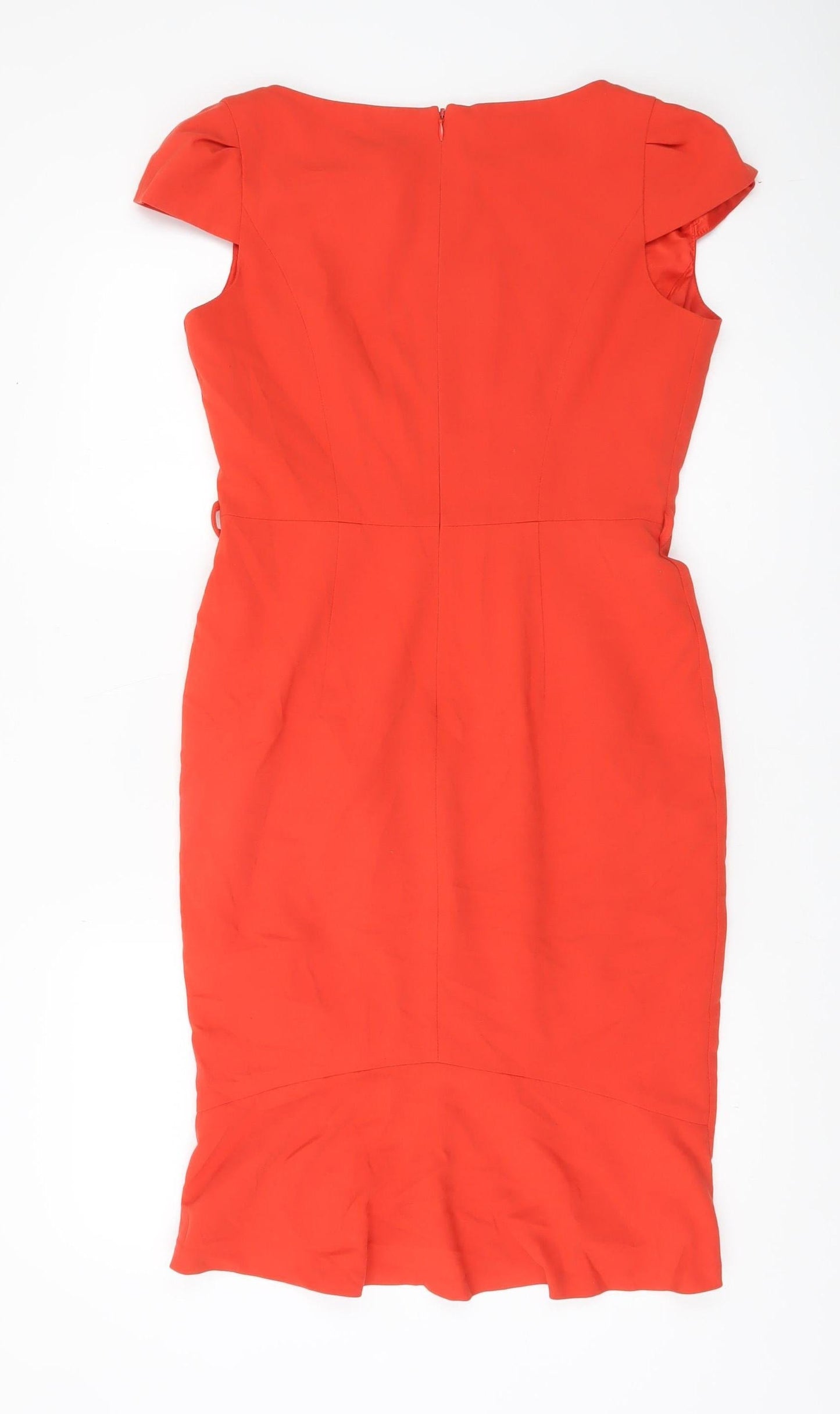 Next Women Red Sheath Knee Length Dress Size 10 Cowl Neck