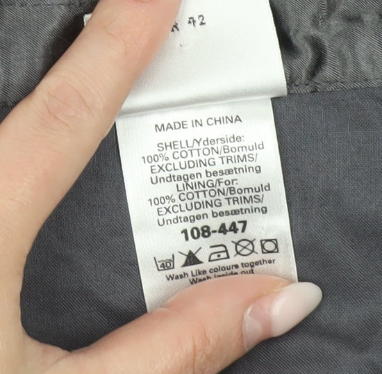 Next Womens Grey Floral Embroidered A-Line Skirt Size 14 Lined Cotton