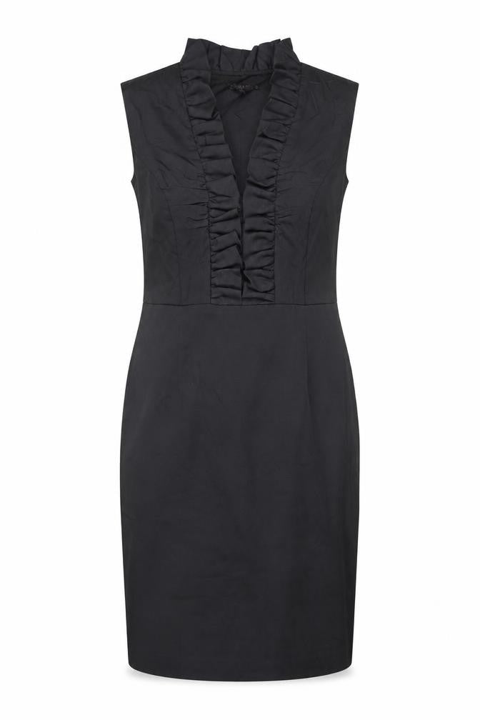 Ted Baker Women's Black Size 10 Sheath Knee Length Ruffle Dress
