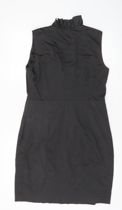 Ted Baker Women's Black Size 10 Sheath Knee Length Ruffle Dress