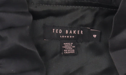 Ted Baker Women's Black Size 10 Sheath Knee Length Ruffle Dress