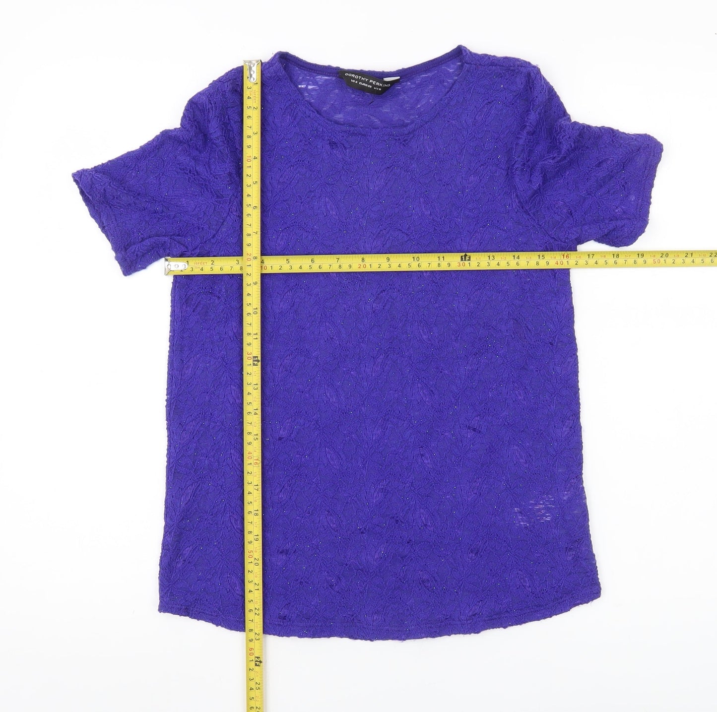 Womens UK Size 10 Dorothy Perkins Purple Basic T-Shirt