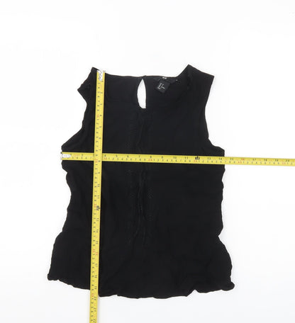 Womens UK Size 10 H&M Black Tunic Blouse