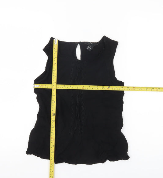 Womens UK Size 10 H&M Black Tunic Blouse