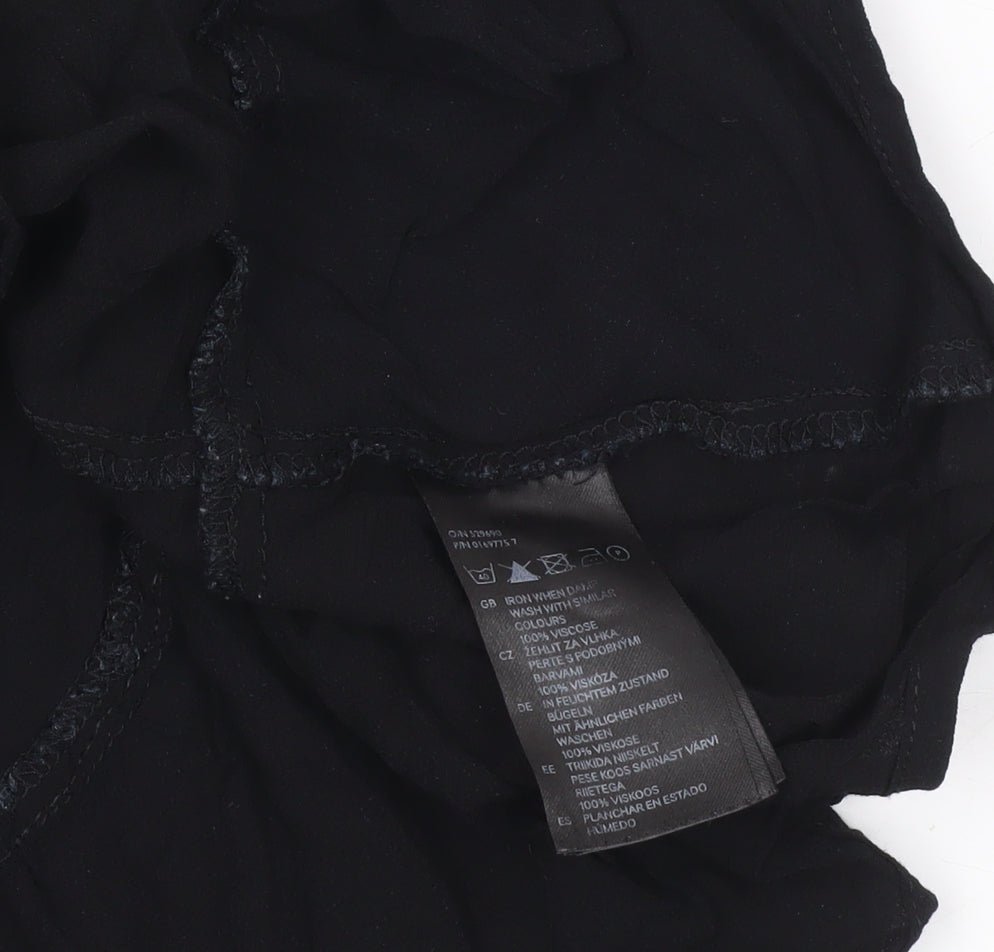 Womens UK Size 10 H&M Black Tunic Blouse