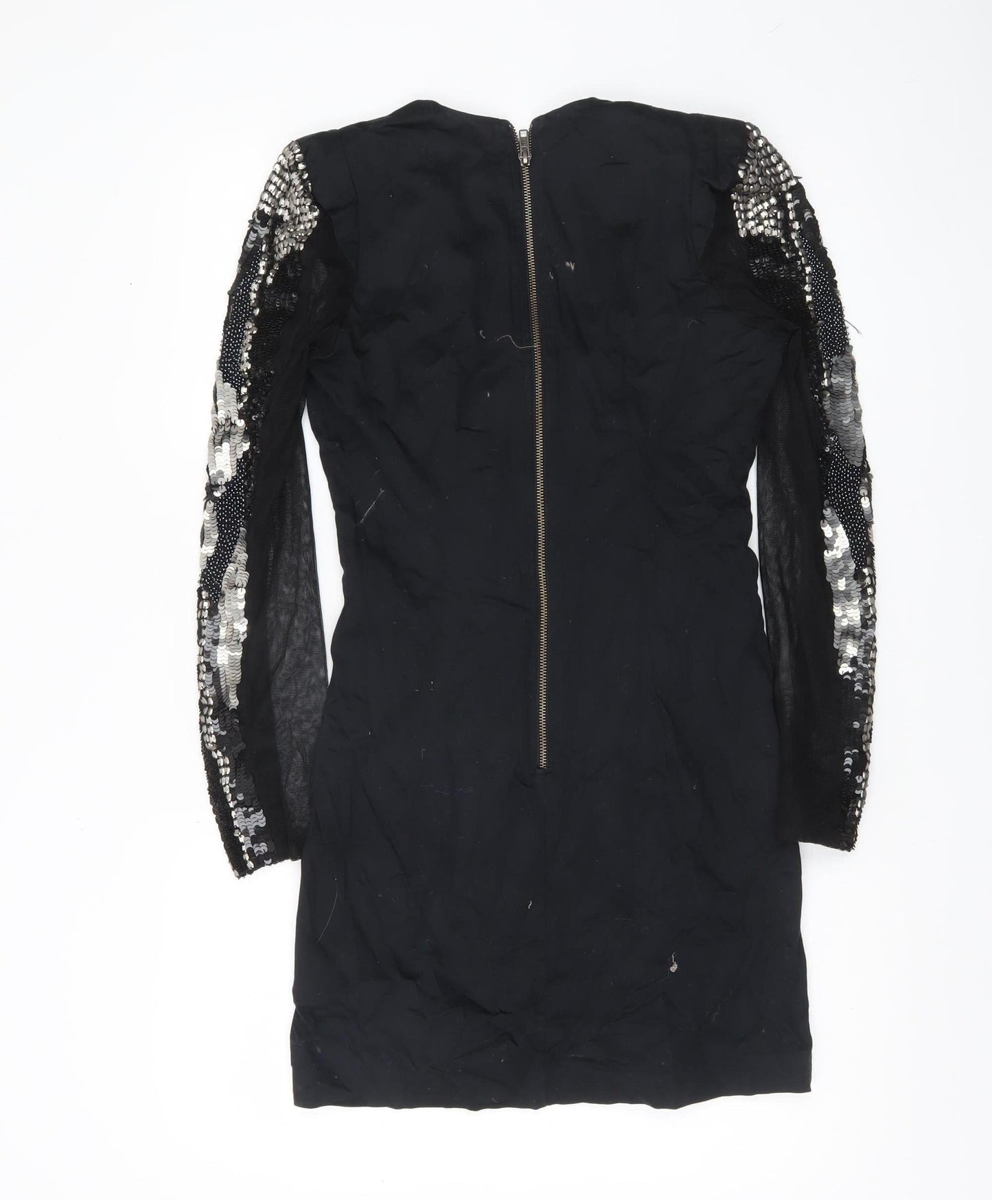 French Connection Women's Black Sequin Bodycon Mini Dress Size 10