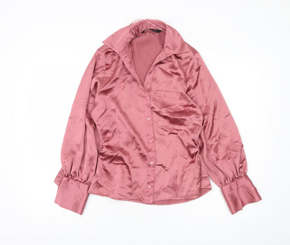 Womens UK Size 8 Zara Pink Basic Blouse