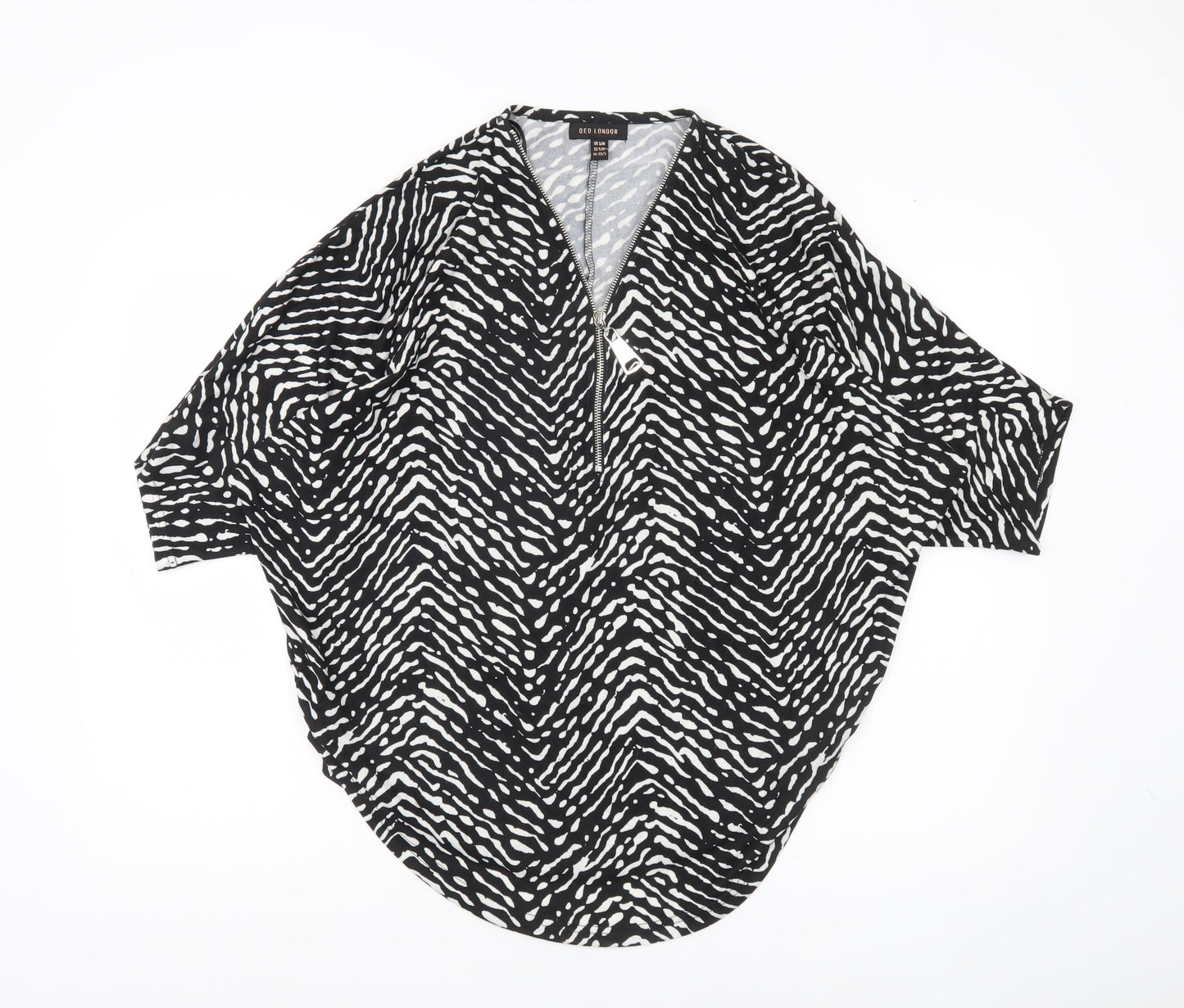 Womens UK Size S M QED London Black Tunic Blouse