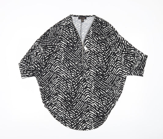 Womens UK Size S M QED London Black Tunic Blouse