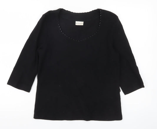 Minuet Womens Black Size 12 Scoop Neck 3/4 Sleeve Stretch Blouse