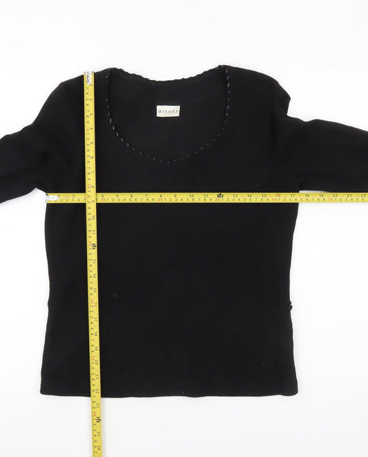Minuet Womens Black Size 12 Scoop Neck 3/4 Sleeve Stretch Blouse