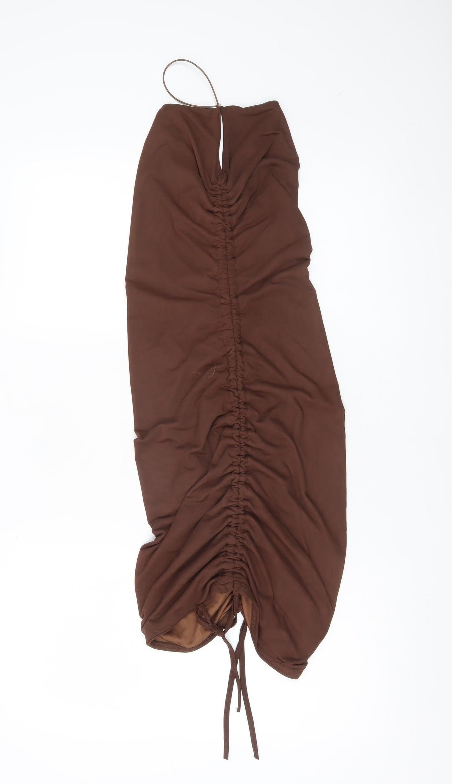 PrettyLittleThing Women’s Brown Halter Bodycon Midi Dress Size 12