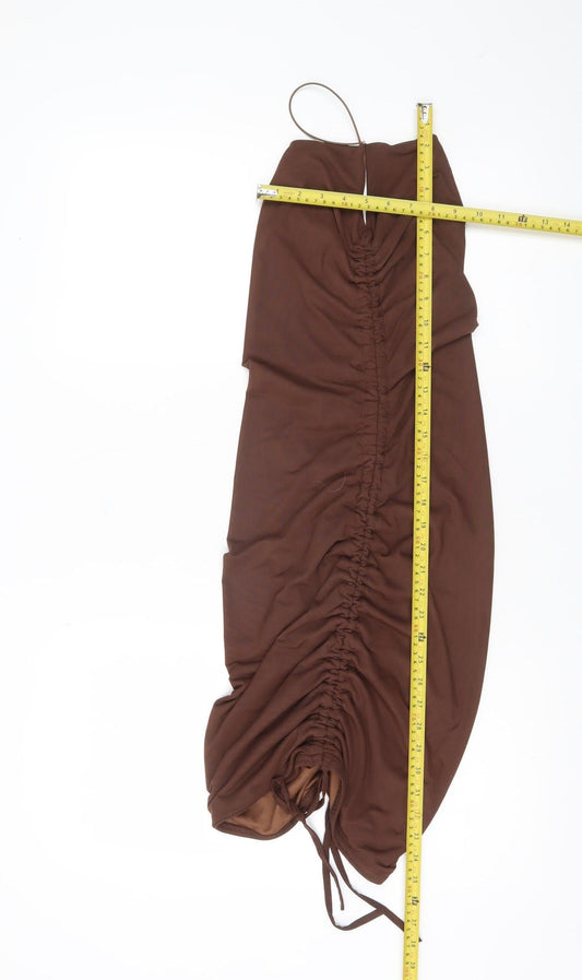 PrettyLittleThing Women’s Brown Halter Bodycon Midi Dress Size 12