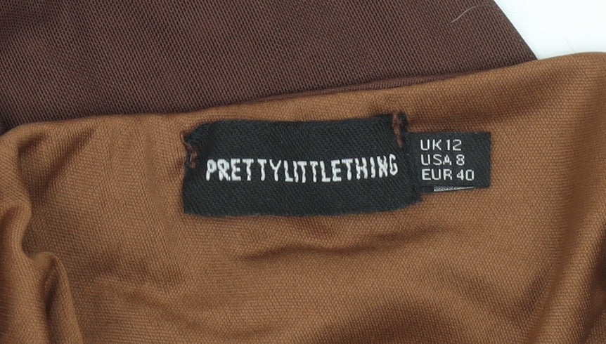 PrettyLittleThing Women’s Brown Halter Bodycon Midi Dress Size 12