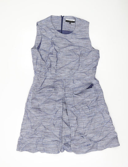 Jaeger Women’s Blue Sheath Dress Size 14 Sleeveless Knee Length
