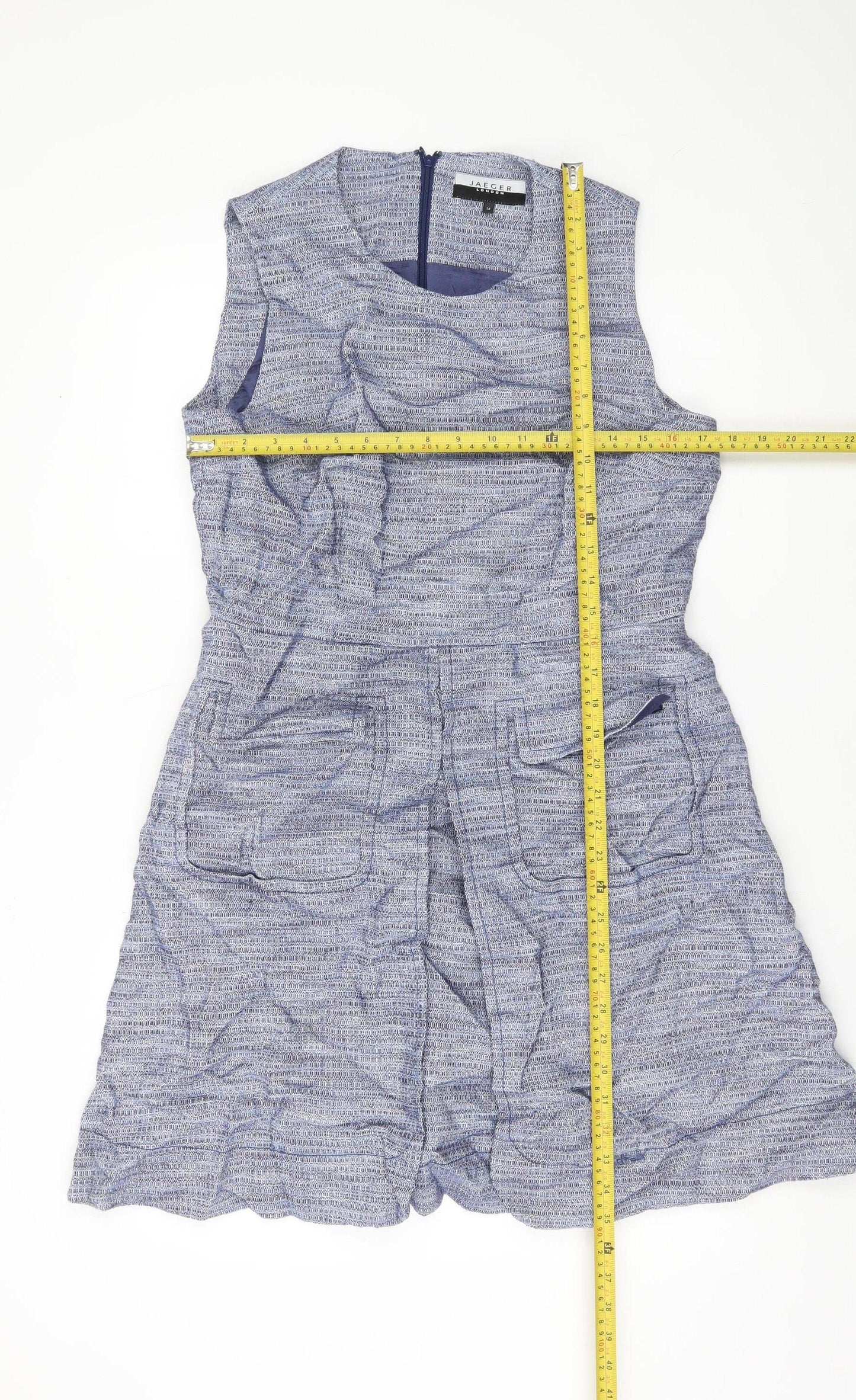 Jaeger Women’s Blue Sheath Dress Size 14 Sleeveless Knee Length