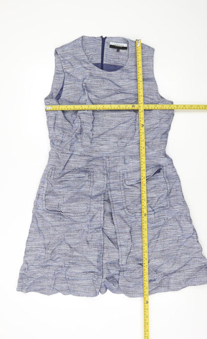 Jaeger Women’s Blue Sheath Dress Size 14 Sleeveless Knee Length