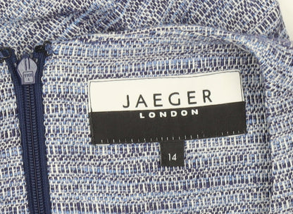 Jaeger Women’s Blue Sheath Dress Size 14 Sleeveless Knee Length
