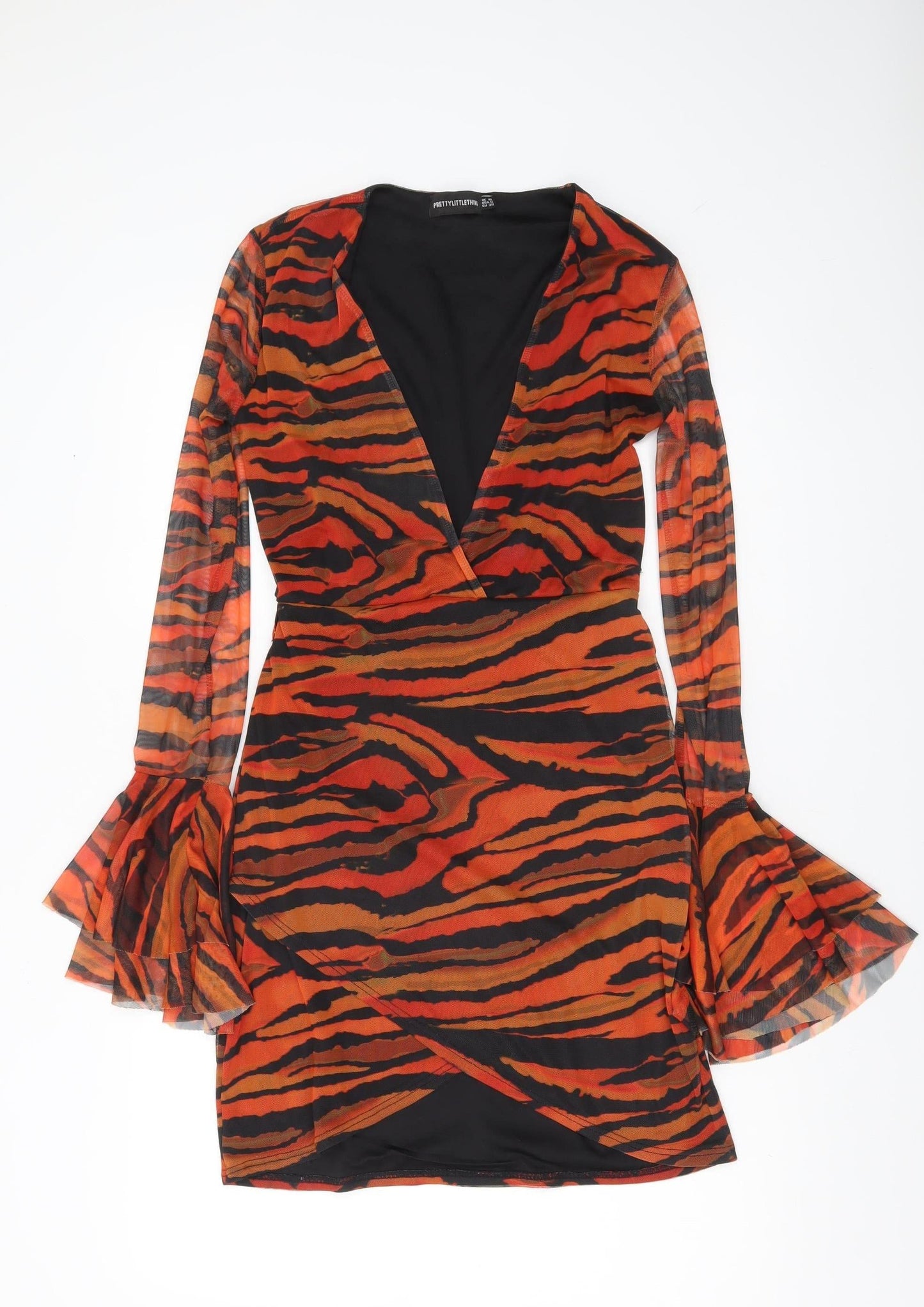 PrettyLittleThing Women’s Multicoloured Animal Print Mini Wrap Dress UK 10