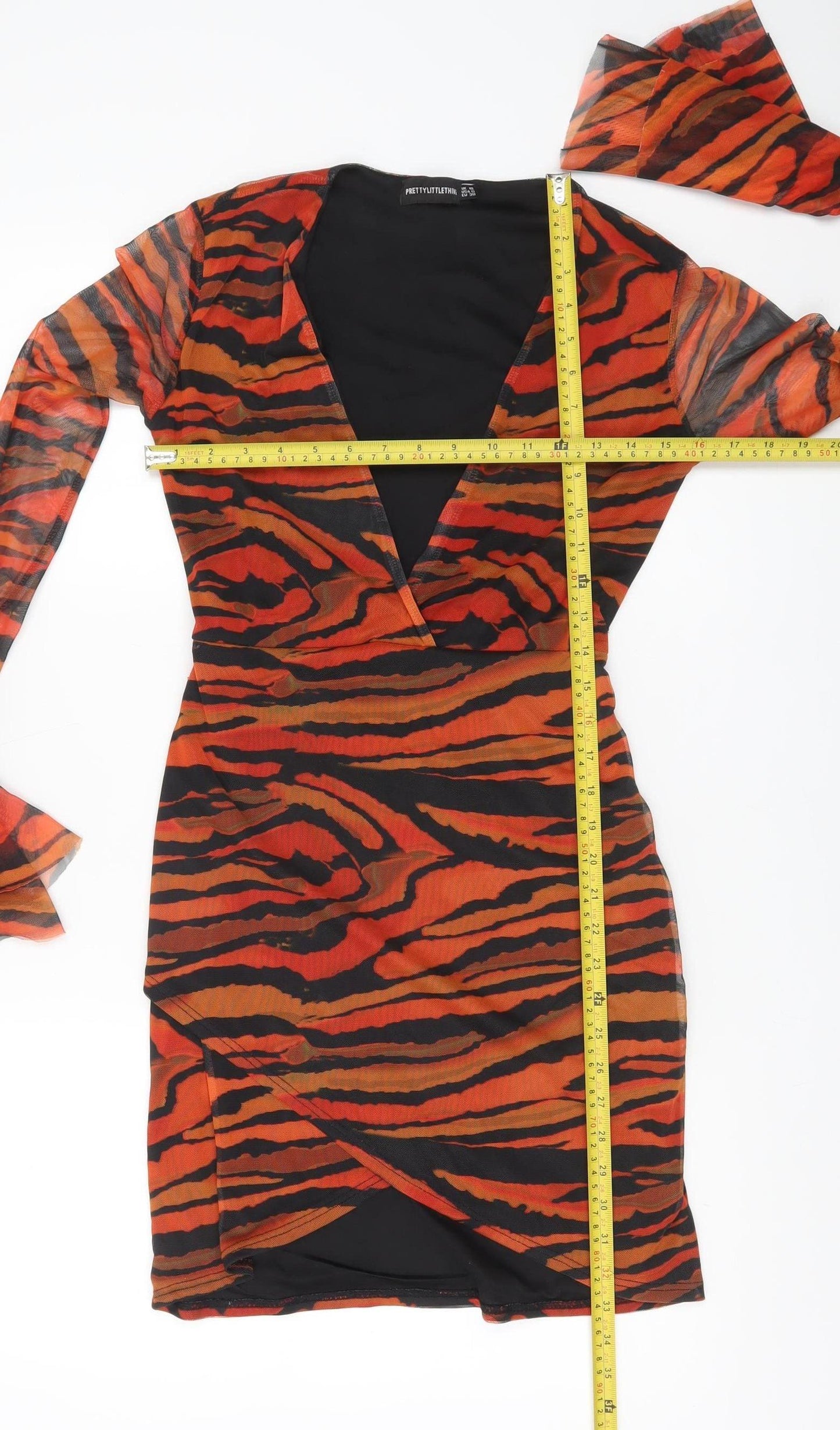 PrettyLittleThing Women’s Multicoloured Animal Print Mini Wrap Dress UK 10