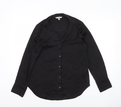 Womens UK Size XS H&M Black Basic Button-Up
