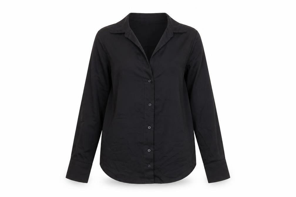 Womens UK Size XS H&M Black Basic Button-Up