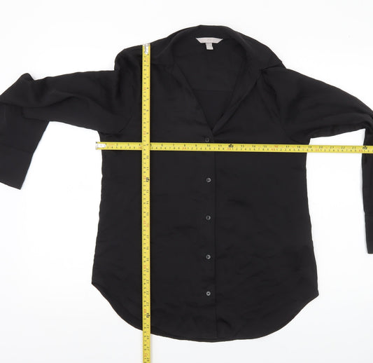 Womens UK Size XS H&M Black Basic Button-Up