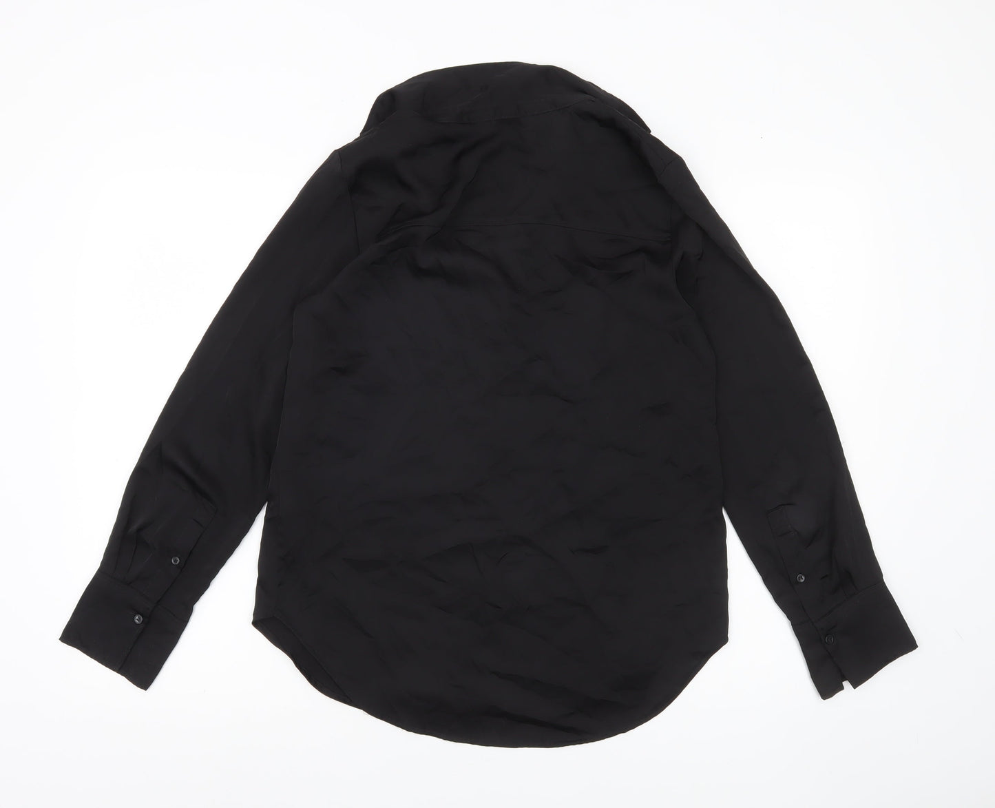 Womens UK Size XS H&M Black Basic Button-Up