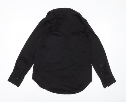 Womens UK Size XS H&M Black Basic Button-Up