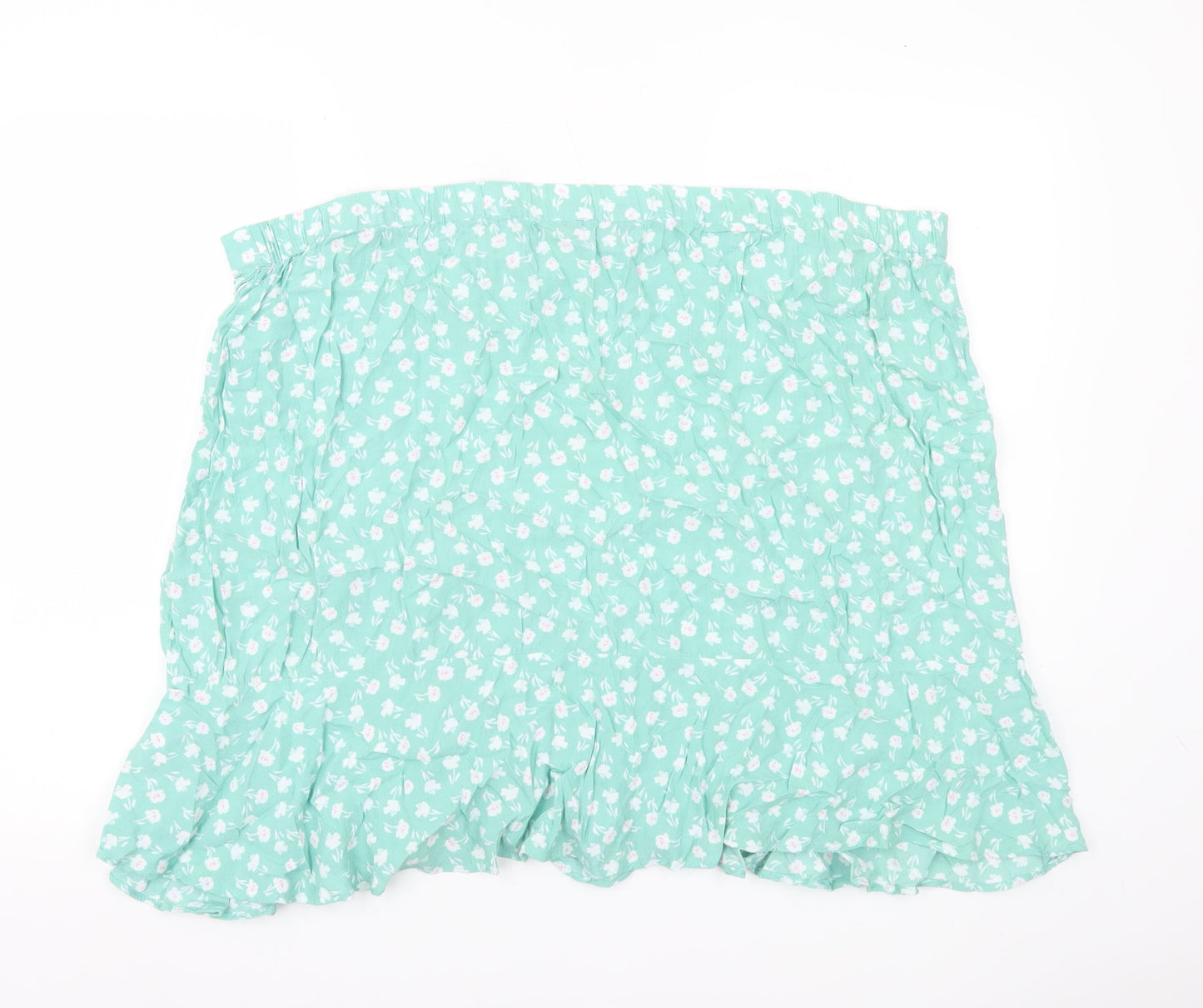 Marks and Spencer Women’s Green Floral Wrap Skirt Size 24 Ruffle