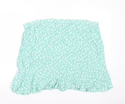 Marks and Spencer Women’s Green Floral Wrap Skirt Size 24 Ruffle