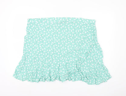 Marks and Spencer Women’s Green Floral Wrap Skirt Size 24 Ruffle