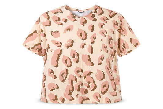 ASOS Design Women's Beige Animal Print Cotton T-Shirt UK 22